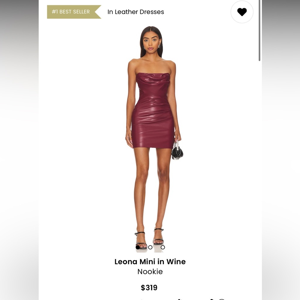 Nookie Strapless Faux-Leather Mini Dress in Wine